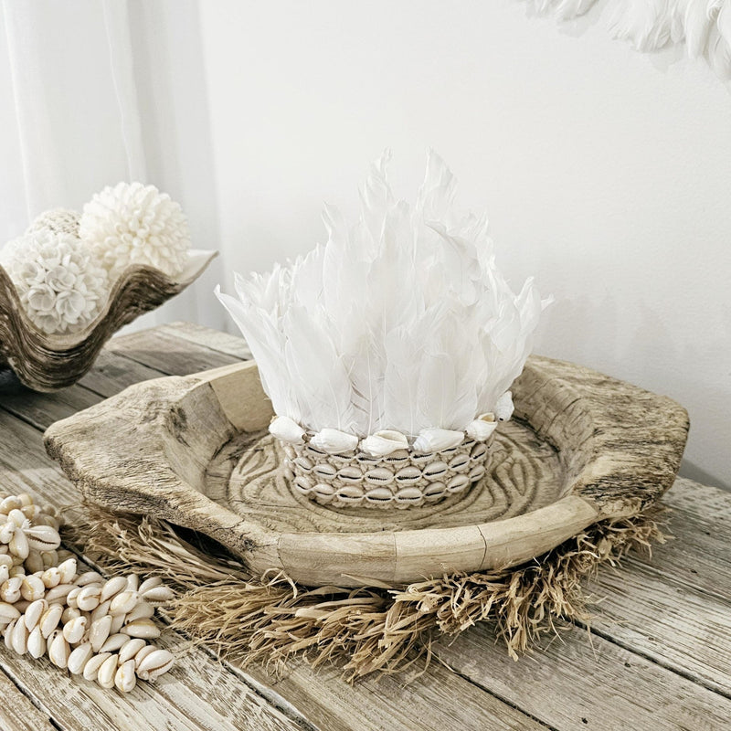 Angel White Feather + Shell Crown Head Dress