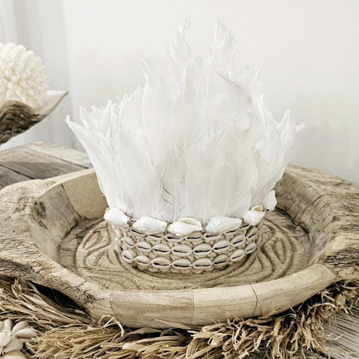 Angel White Feather + Shell Crown Head Dress