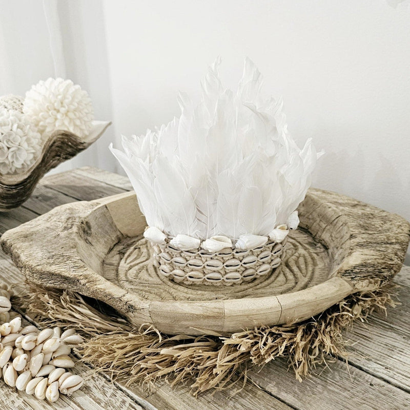 Angel White Feather + Shell Crown Head Dress