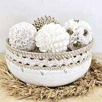 Carved Rustic Whitewashed Bowl.