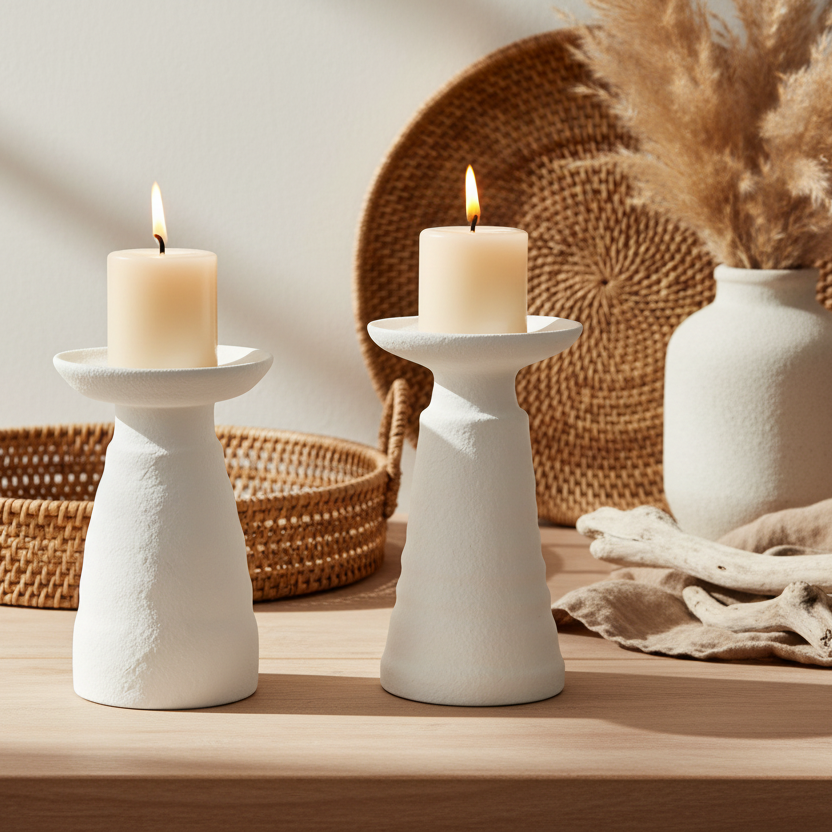 White_Concrete_Candle_Holders for coastal or mediterrean decor 