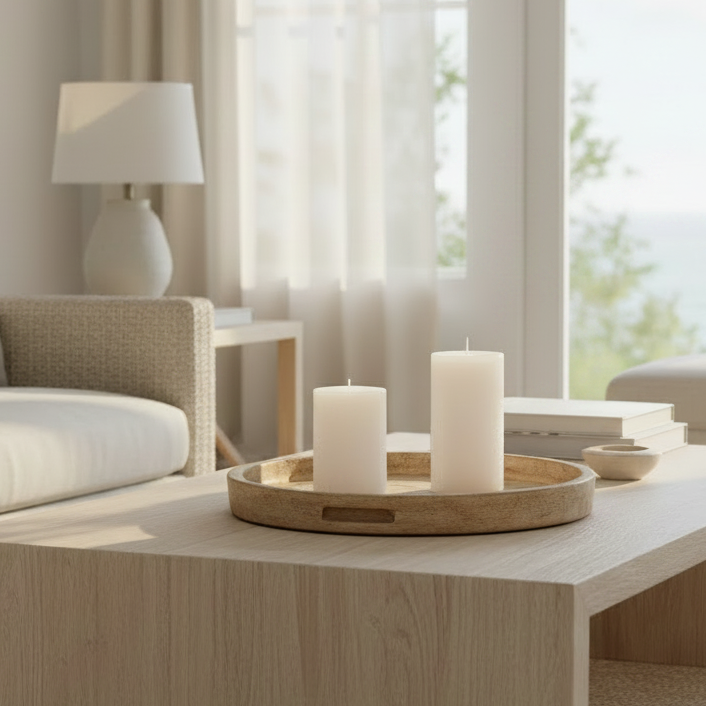 Textured Pillar Candle | Unscented White