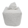 Luxe Hand Beaded Square Tissue Box Cover White