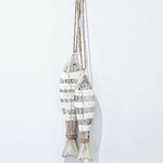Whitewash wooden hanging fish with jute accent