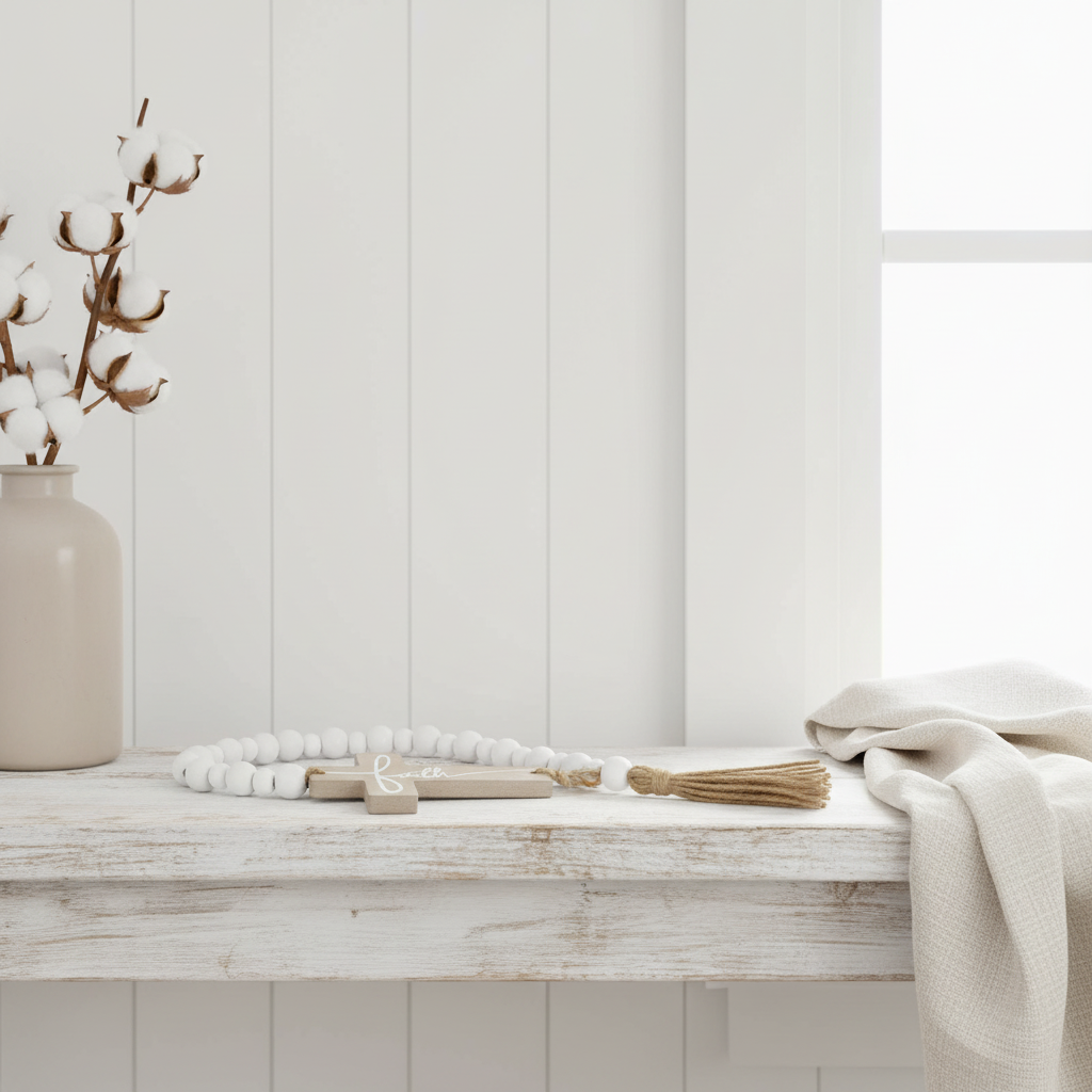 Wooden farm house bead tassel