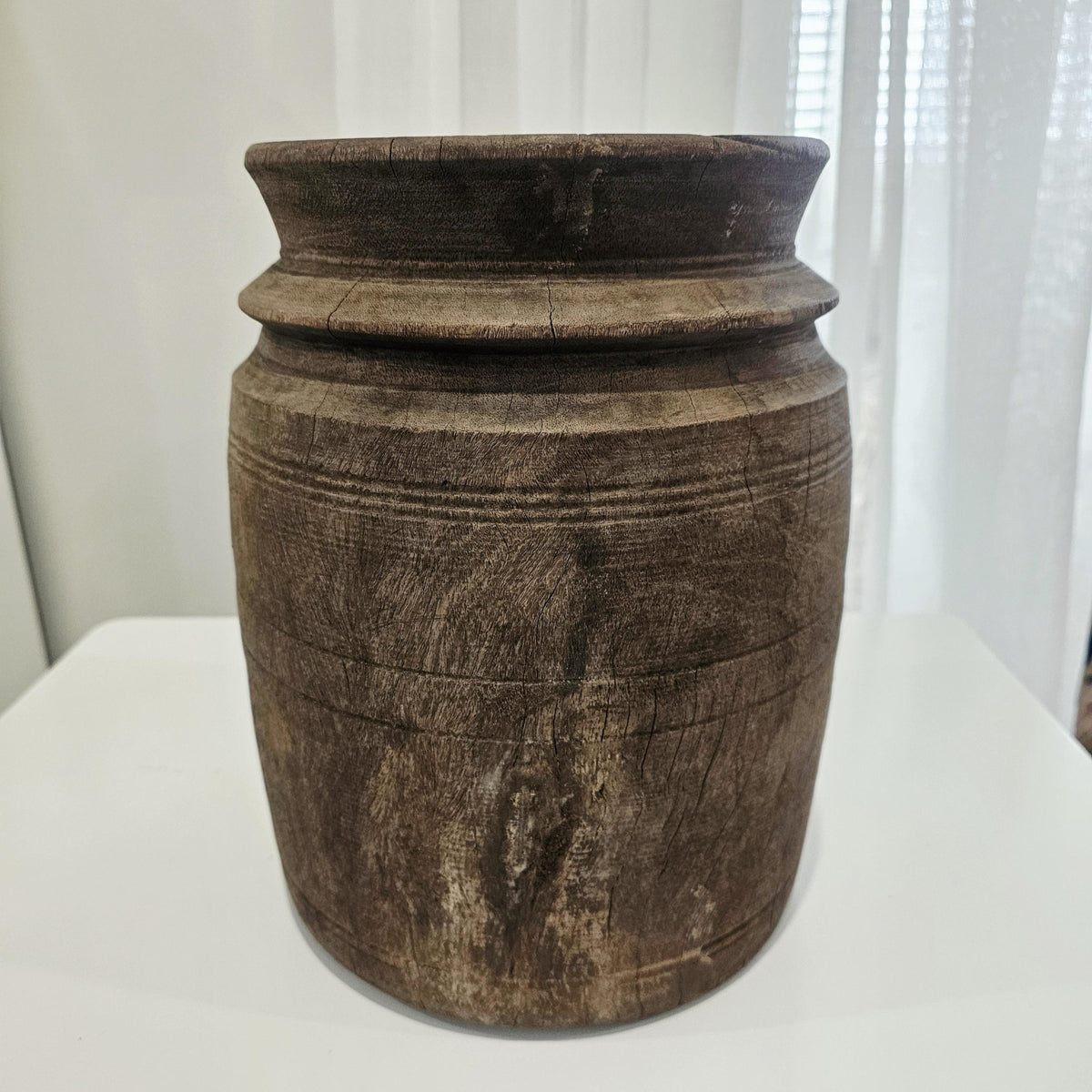 Vintage Indian Himachal Wooden Pot | XL