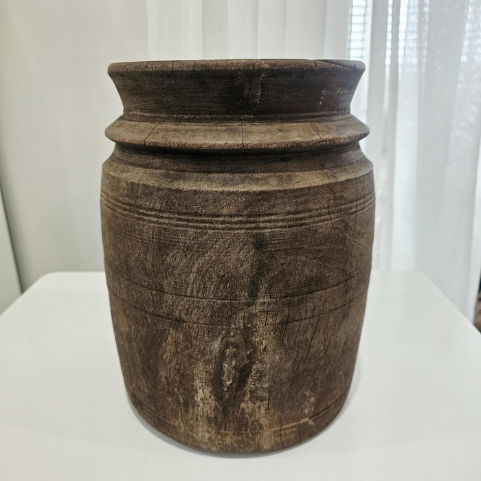Vintage Indian Himachal Wooden Pot | XL