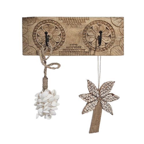 Boho Carved Wooden Wall Hook.