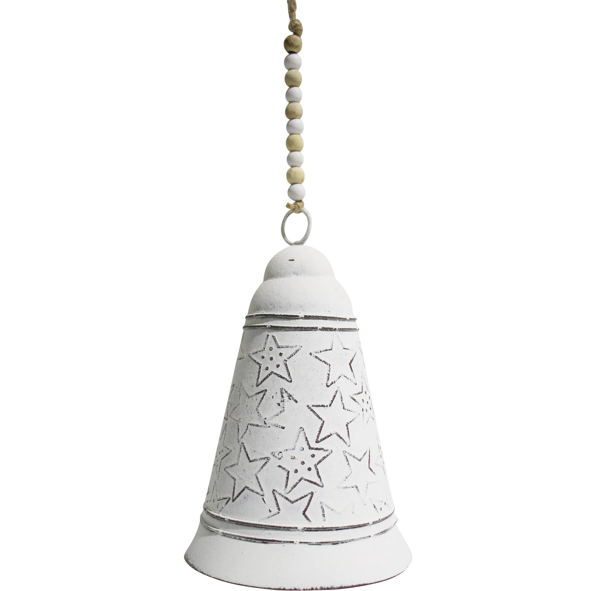 Rustic White Metal Bell | Star