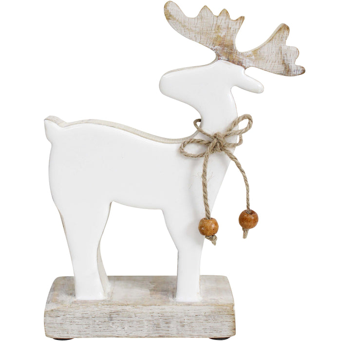 Rustic White Wooden Reindeer