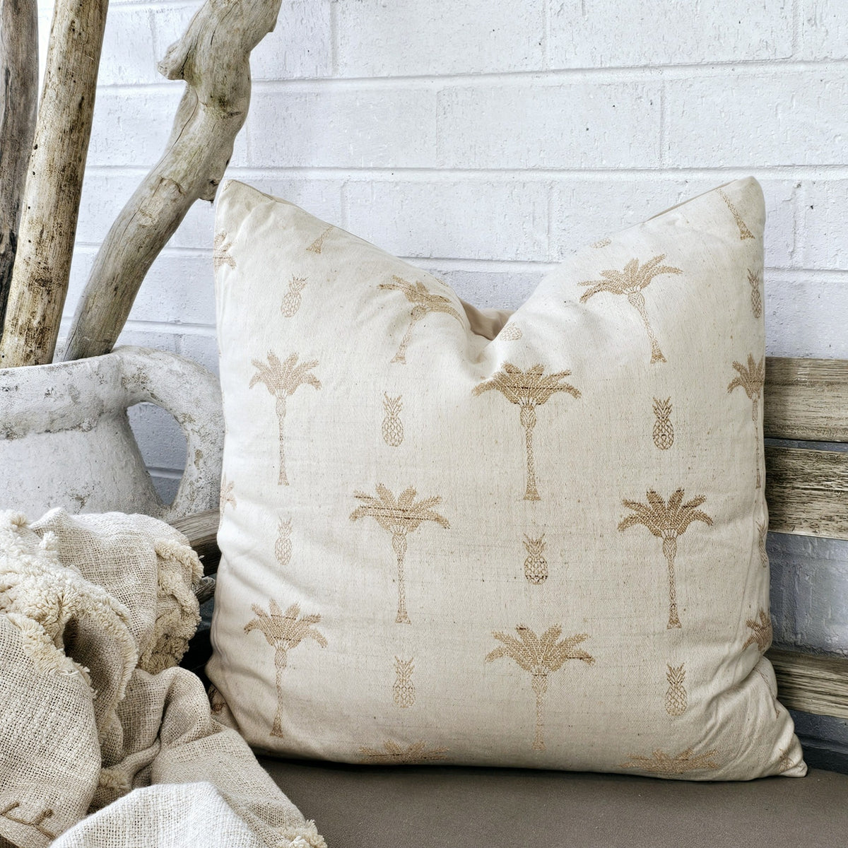 Cabo Tropical Palm Tree Cushion | Sand 55 cm