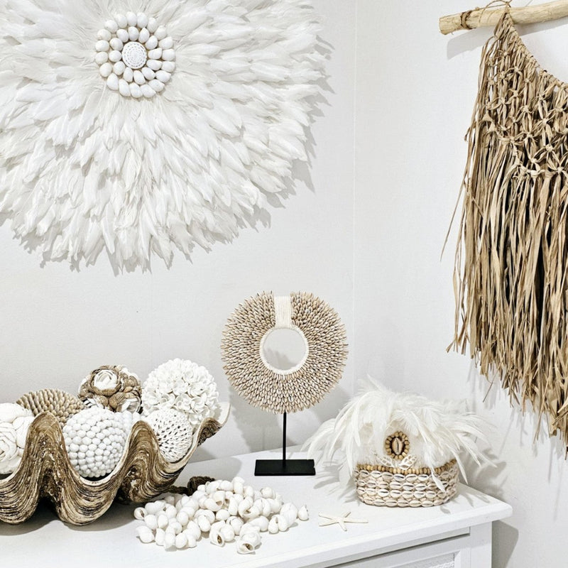 Cowrie Shell Hoop Necklace on Stand - Luxe Coastal Home