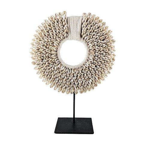 Cowrie Shell Hoop Necklace on Stand - Luxe Coastal Home