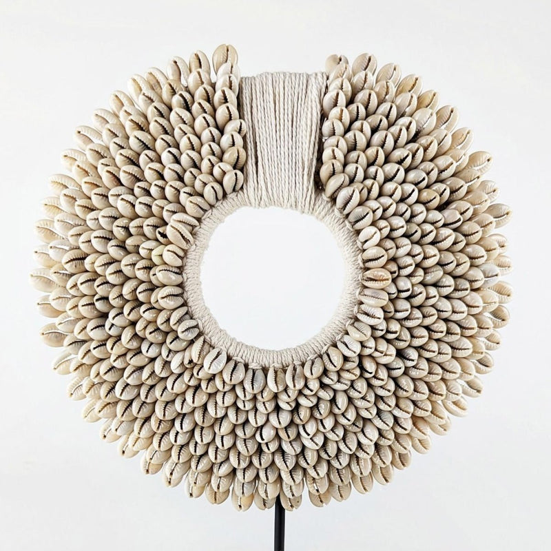Cowrie Shell Hoop Necklace on Stand - Luxe Coastal Home