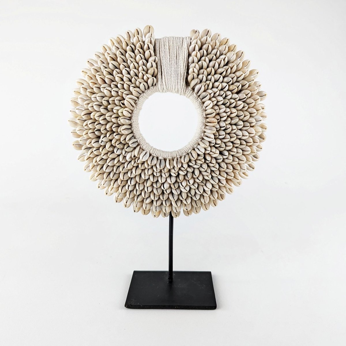 Cowrie Shell Hoop Necklace on Stand - Luxe Coastal Home