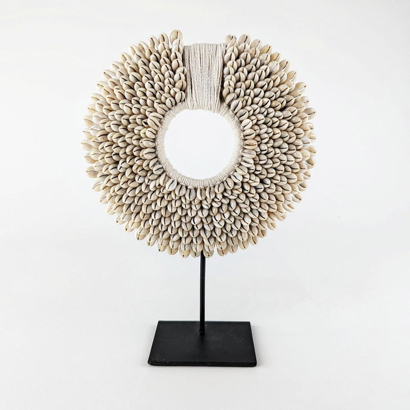 Cowrie Shell Hoop Necklace on Stand - Luxe Coastal Home