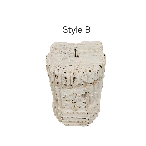 Vintage Indian Pillar Candle Holder Whitewash