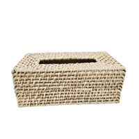 Rattan Tissue Box Rectangle | Whitewash
