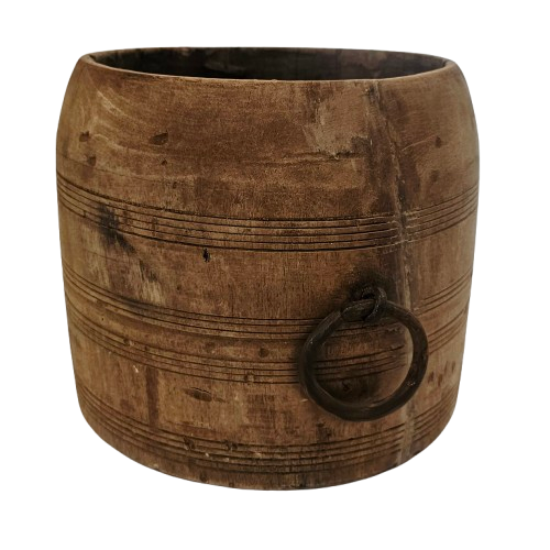 Vintage Indian Wooden  Mana Pot | Style 1