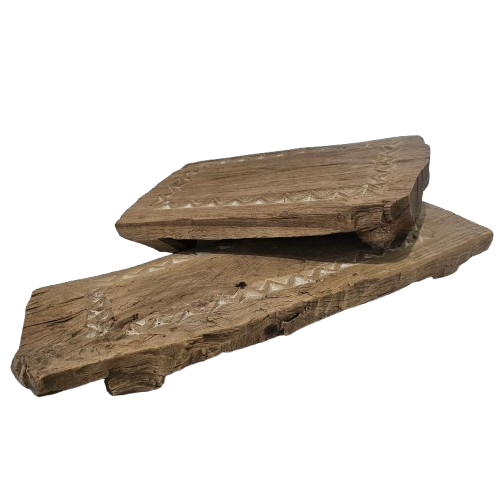 Bleached Vintage Wooden Chakla | Carved