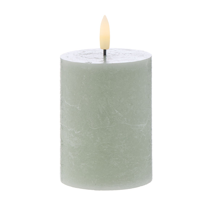 LED Pillar candle sage green for coastal home interiors