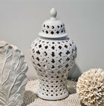 Hamptons Lace Ginger Jar Round 32 cm - Luxe Coastal Home