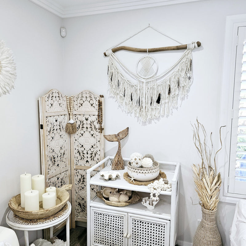 Poppie Boho Macrame Feather Wall Hanging