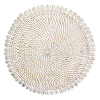 Rattan & Shell Place Mat Whitewash. - Luxe Coastal Home