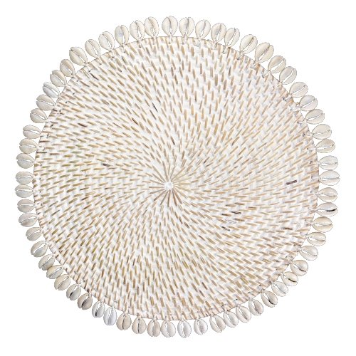 Rattan & Shell Place Mat Whitewash. - Luxe Coastal Home