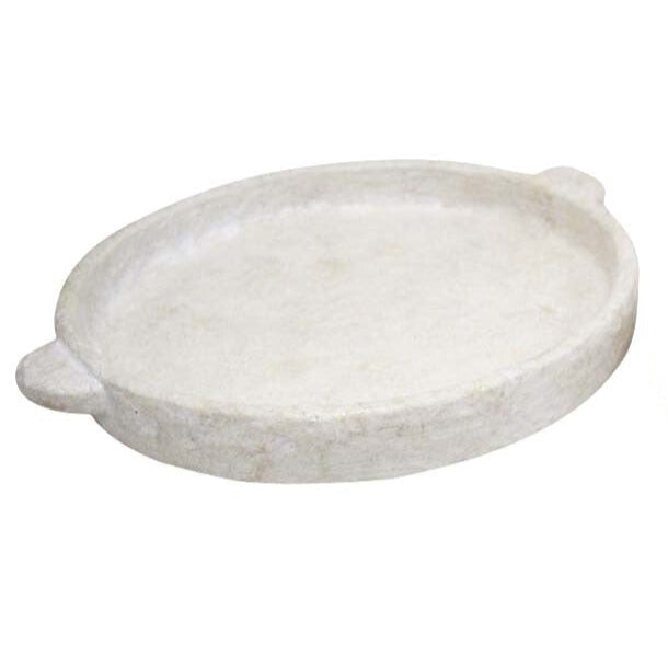round concrete decorative tray white
