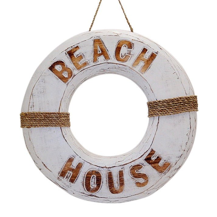 Rustic Wooden Life Buoy. - Luxe Coastal Home