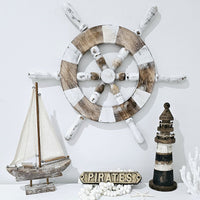 Rustic Wooden Ships Wheel - Luxe Coastal Home