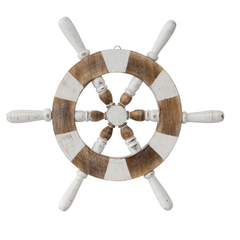 Rustic Wooden Ships Wheel - Luxe Coastal Home