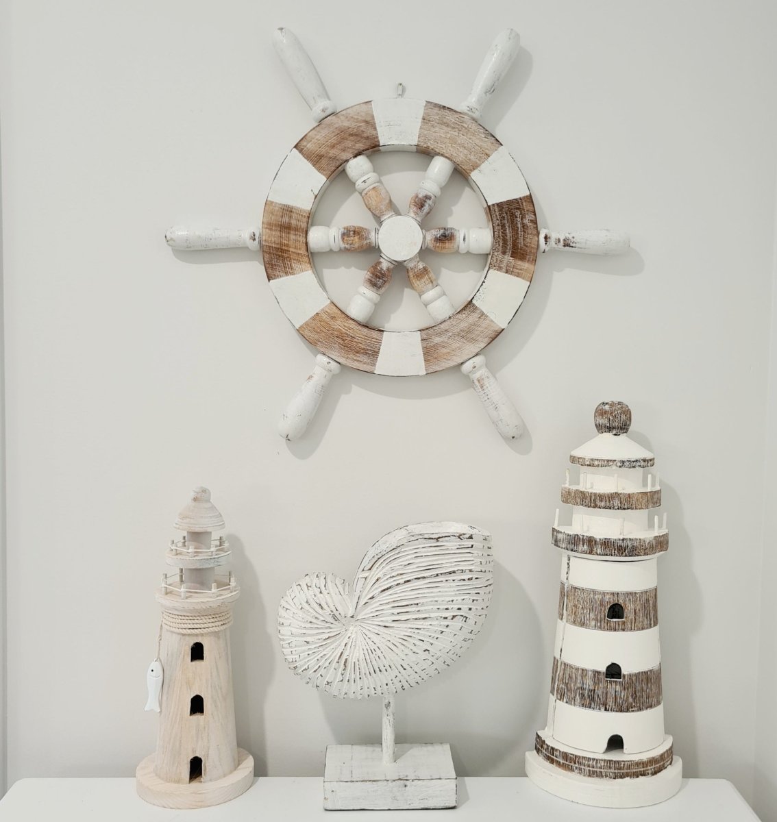 Rustic Wooden Ships Wheel - Luxe Coastal Home