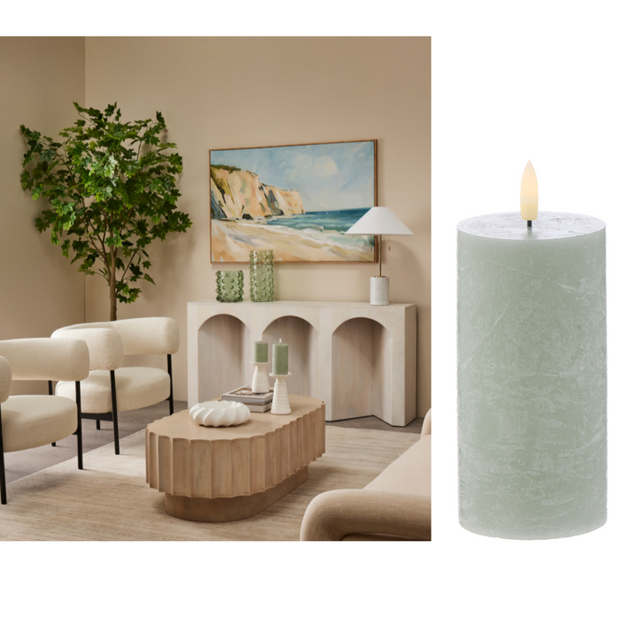 Luxe LED Flameless Pillar Candle | Sage