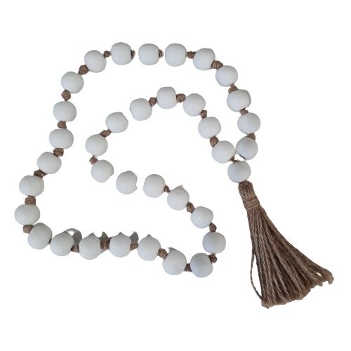 Bahamas Bead Wooden with Natural Tassel - Luxe Coastal Home