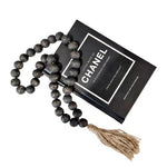 Charcoal Rustic Wooden Bead Tassel - Luxe Coastal Home