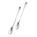 Dome Crystal Handle Silver Teaspoon Set of 2. - Luxe Coastal Home