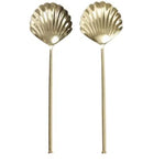 Gold Clam Shell Salad Servers. - Luxe Coastal Home