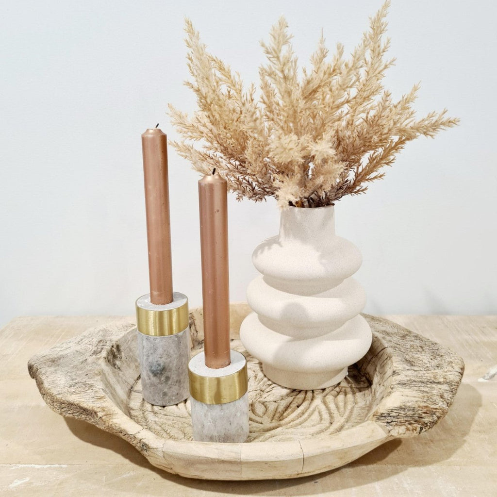 Goldie Marble Candle Holder - Luxe Coastal Home