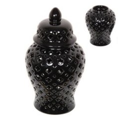 Hamptons Black Lace Ginger Jar - Luxe Coastal Home