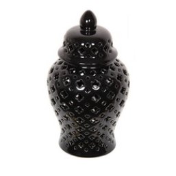 Hamptons Black Lace Ginger Jar - Luxe Coastal Home