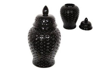 Hamptons Black Lace Ginger Jar - Luxe Coastal Home