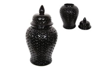 Hamptons Black Lace Ginger Jar - Luxe Coastal Home