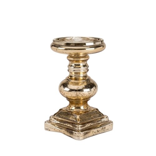 Luxe Gold Pillar Candle Holder Square Base - Luxe Coastal Home