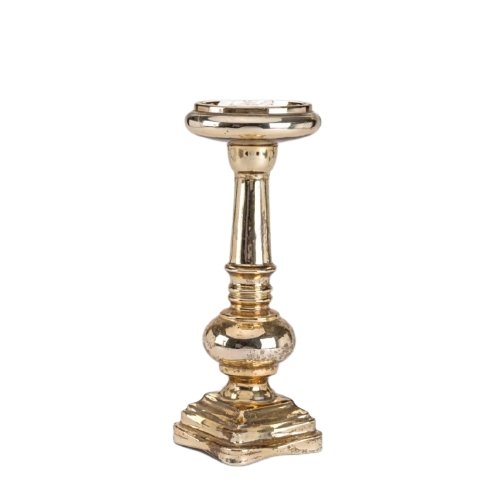 Luxe Gold Pillar Candle Holder Square Base - Luxe Coastal Home