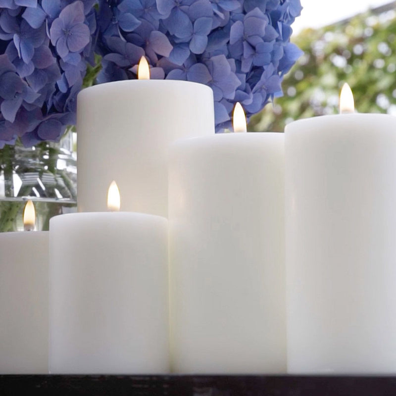 Luxe Pillar Flameless Candle Nordic White 5 cm x 10 cm. - Luxe Coastal Home