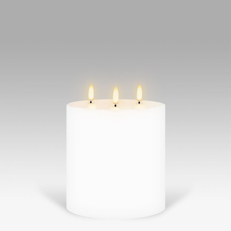Luxe Pillar Triple Wick Flameless Candle Nordic White - Luxe Coastal Home