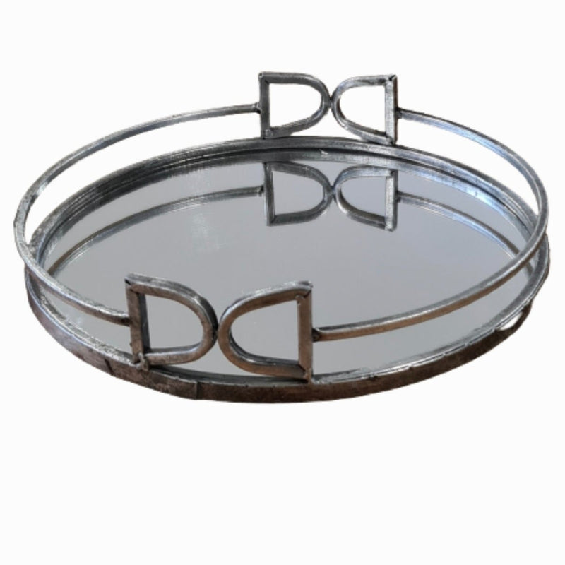 Luxe Silver Round Mirror Tray Set of 2 - Luxe Coastal Home