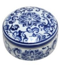 Ming Porcelain Round Trinket Box - Luxe Coastal Home